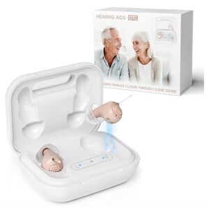 OTC Hearing Aids Rechargeable w/ Charging Case, Clear Sound,80+ Hrs Battery Life